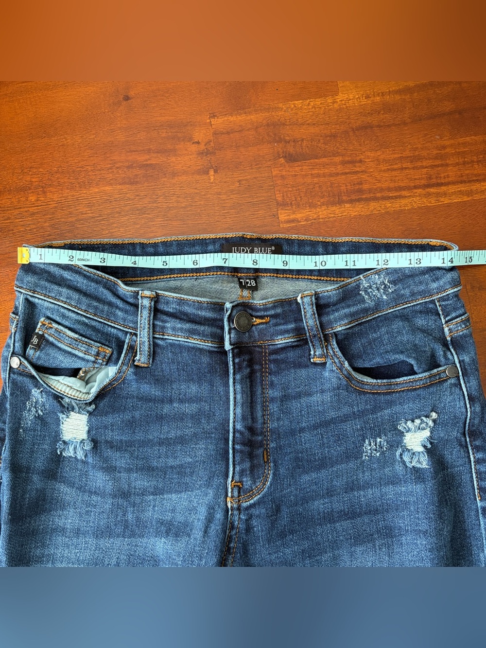 Judy Blue Boyfriend Fit Destructed Raw Hem Jeans 7/28 - Picture 10 of 12